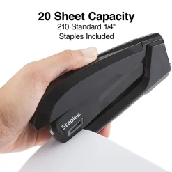 Staplers|Staples One-Touch Desktop Stapler, 20 Sheet Capacity, (44436) Black