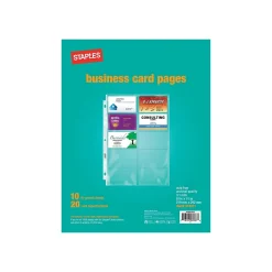 Sheet Protectors|Staples Pages, Clear, 20 Card Capacity, 10/Pack (15934)