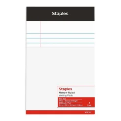 Notepads|Staples ® Perforated Mini Legal Writing Pads - Narrow Ruled, 3.5