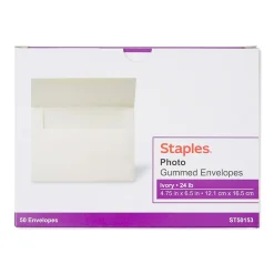 Staples Photo A6 Envelope, Ivory, 50/Box (763176S)