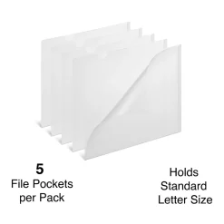 File Folders|Staples Plastic Document File, 5-Pocket, Letter Size, Clear, 5/Pack (TR11094)