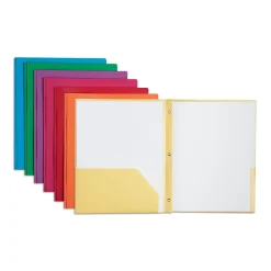 Pocket Folders|Staples 2-Pocket Plastic Presentation Folder with Fasteners, Assorted (ST55096-CC)