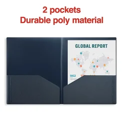 Pocket Folders|Staples 2-Pocket Plastic Presentation Folder, Blue (21624-CC/20644)