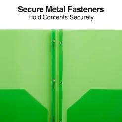 Pocket Folders|Staples 2-Pocket Plastic Presentation Folder with Fasteners, Green (ST26388-CC)