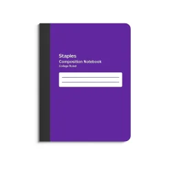 Composition Notebooks|Staples ® Poly Composition Notebook, 7.5" x 9.75", College Ruled, 80 Sheets, (ST55078) Purple