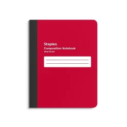 Composition Notebooks|Staples Poly Composition Notebook, 7.5" x 9.75", Wide Ruled, 80 Sheets, (ST55088) Red