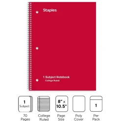 Subject Notebooks|Staples ® Poly 1-Subject Notebook, 8