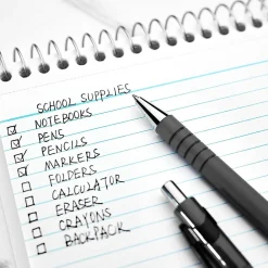 Pens|Staples Postscript Retractable Ballpoint Pens, Fine Point, Black Ink, Dozen (18264)