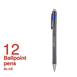 Pens|Staples Postscript Retractable Ballpoint Pens, Medium Point, Blue Ink, Dozen (18263)