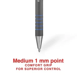 Pens|Staples Postscript Retractable Ballpoint Pens, Medium Point, Blue Ink, Dozen (18263)