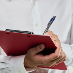 Pens|Staples Postscript Retractable Ballpoint Pens, Medium Point, Blue Ink, Dozen (18263)