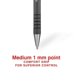 Pens|Staples Postscript Retractable Ballpoint Pens, Medium Point, Black Ink, Dozen (18262)