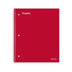 Subject Notebooks|Staples Premium Poly 5-Subject Notebook, 8.5" x 11", College Ruled, 200 Sheets, (ST58319) Red