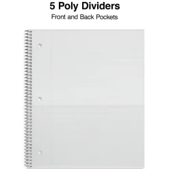Notebooks|Staples Premium Poly 5-Subject Notebook, 8.5