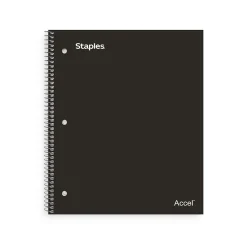 Subject Notebooks|Staples Premium Poly 3-Subject Notebook, 8.5" x 11", College Ruled, 150 Sheets, (ST58313) Black