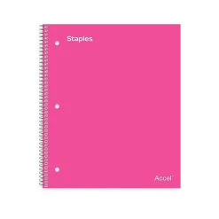 Subject Notebooks|Staples Premium Poly 1-Subject Notebook, 8.5" x 11", College Ruled, 100 Sheets, (ST51448D) Pink