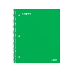 Notebooks|Staples Premium Poly 1-Subject Notebook, 8" x 10.5", Wide Ruled, 100 Sheets, (TR51452) Green