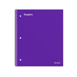 Subject Notebooks|Staples Premium Poly 1-Subject Notebook, 8.5" x 11", College Ruled, 100 Sheets, (ST20954D) Purple