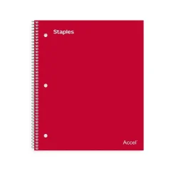 Subject Notebooks|Staples Premium Poly 1-Subject Notebook, 8" x 10.5", Wide Ruled, 100 Sheets, (TR20958) Red