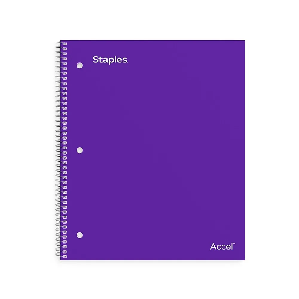 Subject Notebooks|Staples Premium Poly 1-Subject Notebook, 8" x 10.5", Wide Ruled, 100 Sheets, (TR20960) Purple