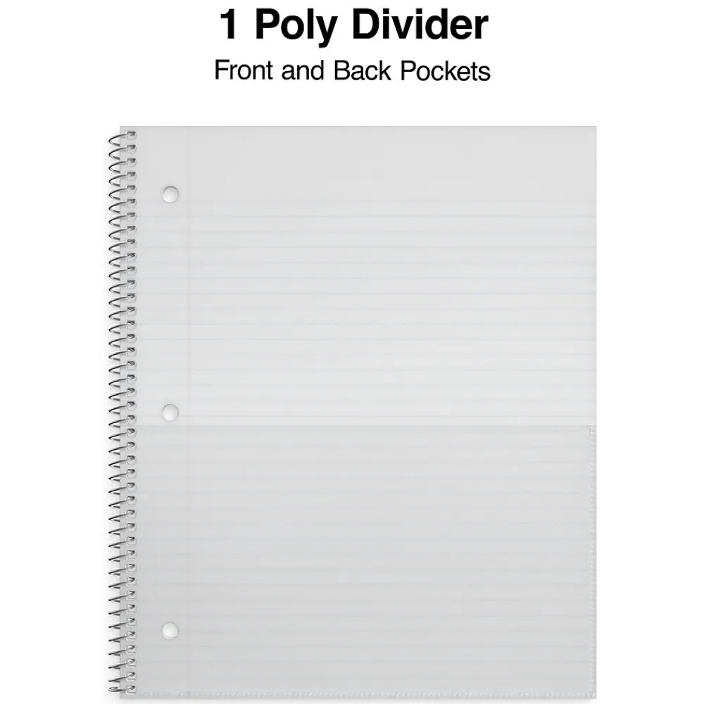 Subject Notebooks|Staples Premium Poly 1-Subject Notebook, 8" x 10.5", Wide Ruled, 100 Sheets, (TR20960) Purple