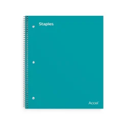 Subject Notebooks|Staples Premium Poly 1-Subject Notebook, 8" x 10.5", Wide Ruled, 100 Sheets, (TR20961) Teal