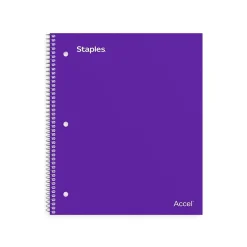 Subject Notebooks|Staples Premium 1-Subject Notebook, 8" x 10.5", Wide Ruled, 100 Sheets, Purple, 12 Notebooks/Carton (TR20960CT)