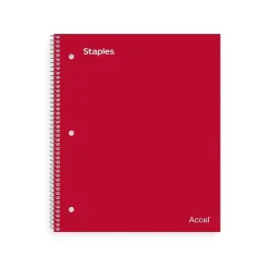 Subject Notebooks|Staples Premium 1-Subject Notebook, 8.5" x 11", College Ruled, 100 Sheets, Red, 12 Notebooks/Carton (ST20952CT)