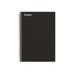 Subject Notebooks|Staples Premium 3-Subject Notebook, 5.88" x 9.5", College Ruled, 138 Sheets, Black (TR58351)