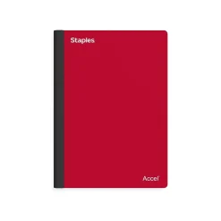 Subject Notebooks|Staples Premium 2-Subject Notebook, 6" x 9.5", College Ruled, 100 Sheets, (TR58327) Red