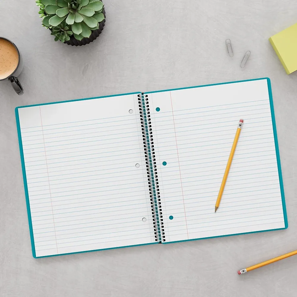 Subject Notebooks|Staples Premium 3-Subject Notebook, 8.5" x 11", College Ruled, 150 Sheets, Blue (ST58333C) Teal