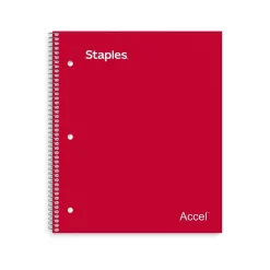 Notebooks|Staples Premium 1-Subject Notebook, 8.5" x 11", Graph Ruled, 100 Sheets, (TR58324) Red