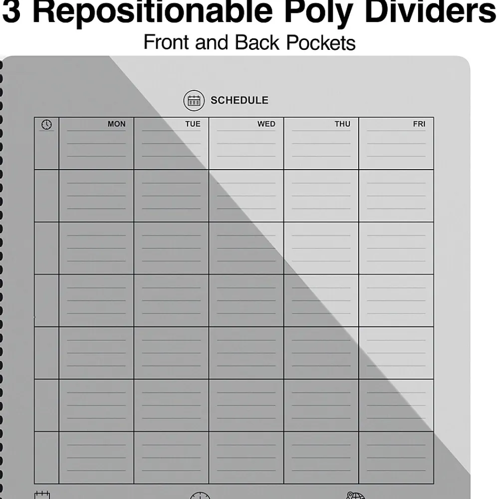 Subject Notebooks|Staples Premium 3-Subject Notebook, 8.5" x 11", College Ruled, 150 Sheets, (ST58329) Black