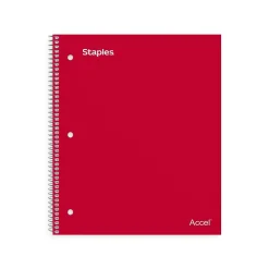 Notebooks|Staples Premium 2-Subject Notebook, 8.5" x 11", College Ruled, 120 Sheets, (TR58312) Red