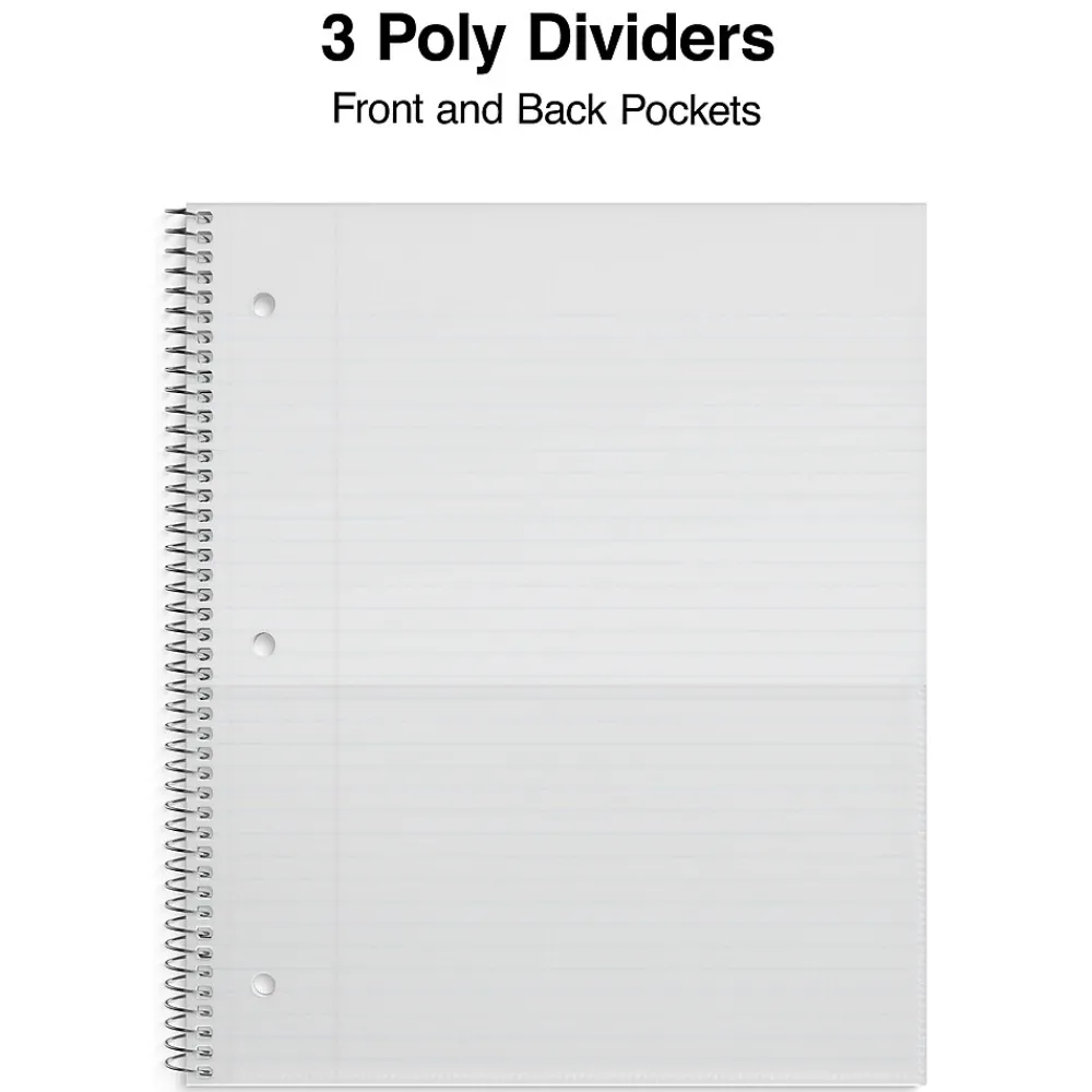 Subject Notebooks|Staples Premium 3-Subject Notebook, 8.5" x 11", College Ruled, 150 Sheets, (ST58316) Teal