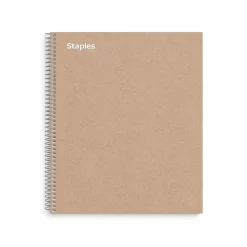 Subject Notebooks|Staples Premium 5-Subject Notebook, 8.5" x 11", College Ruled, 200 Sheets, Brown (TR52122)