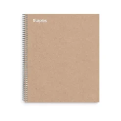 Subject Notebooks|Staples Premium 3-Subject Notebook, 8.5" x 11", College Ruled, 150 Sheets, Brown (TR52123)