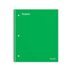 Subject Notebooks|Staples ® Premium 1-Subject Subject Notebooks, 8.5" x 11", College Ruled, 100 Sheets, Green, 12/Carton (ST51451CT)
