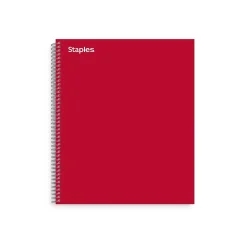 Subject Notebooks|Staples ® Premium 1-Subject Subject Notebooks, 8.5" x 11", College Ruled, 100 Sheets, Red (TR58357M-CC)