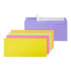 Discount Staples QuickStrip EasyClose Self Seal #10 Business Envelopes, 4 1/8" x 9 1/2", Assorted Colors, 50/Pack (ST23431-CC)