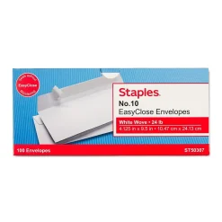 Best Staples QuickStrip EasyClose Self Seal #10 Business Envelopes, 4 1/8