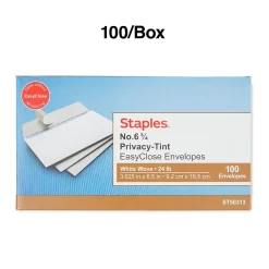 Best Staples QuickStrip EasyClose Self Seal Security Tinted #6 3/4 Business Envelopes, 3 5/8