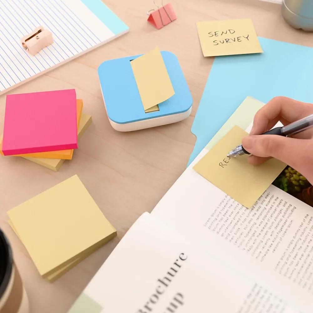 Sticky Notes*Staples Recycled Pop-up Notes, 3" x 3", Sunshine Collection, 100 Sheet/Pad, 36 Pads/Pack (S-33YRP36)