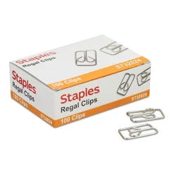 Clips & Fasteners|Staples ® Regal #2 Paper Clips, Silver, 100/Box (72120)