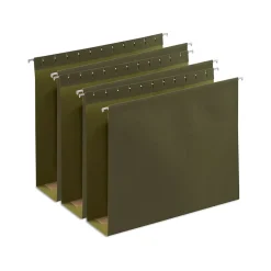 Hanging File Folders|Staples Reinforced Box-Bottom Hanging File Folders, 3" Expansion, 1/5-Cut Tab, Letter Size, Standard Green, 25/Box