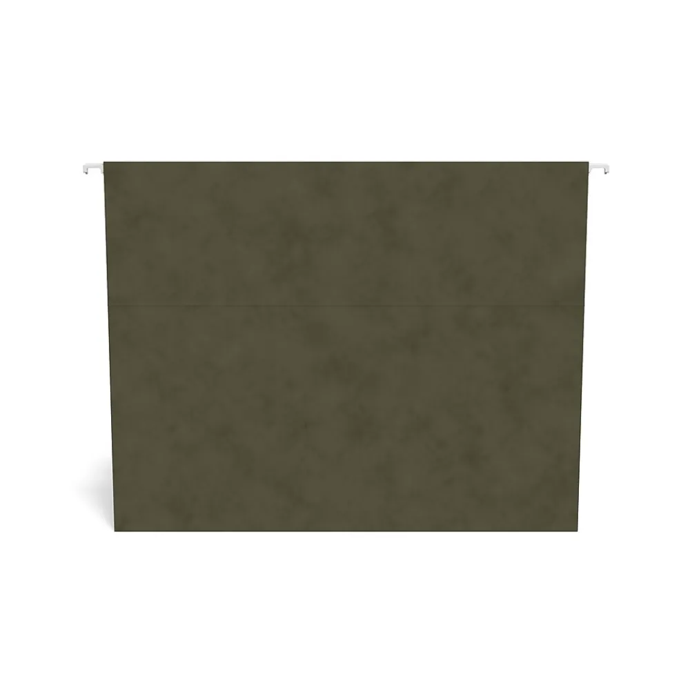 Hanging File Folders|Staples Reinforced Box-Bottom Hanging File Folders, 3" Expansion, 1/5-Cut Tab, Letter Size, Standard Green, 25/Box
