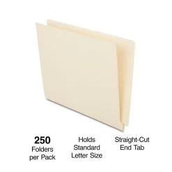File Folders|Staples Reinforced End-Tab File Folders, Letter Size, Manila, 250/Box (ST56685-CC)