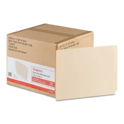 File Folders|Staples Reinforced End-Tab File Folders, Letter Size, Manila, 250/Box (ST56685-CC)