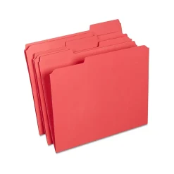 File Folders|Staples Reinforced File Folders, 1/3-Cut Tab, Letter Size, , 100/Box (ST508978-CC) Red