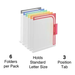 File Folders|Staples Reinforced File Folder, 1/3 Cut, Letter Size, Assorted Colors, 6/Pack (TR39414)